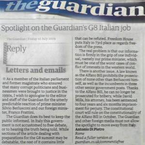 Di Pietro scrive all'Herald Tribune e al The Guardian