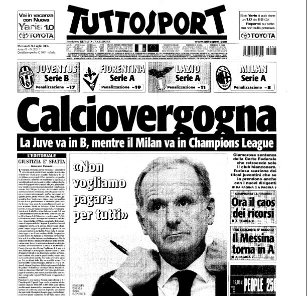 Calcio: Coni,sconto per Juve, Lazio e Fiorentina, non Milan