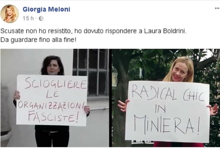 Meloni contro Boldrini su scioglimento partiti neofascisti