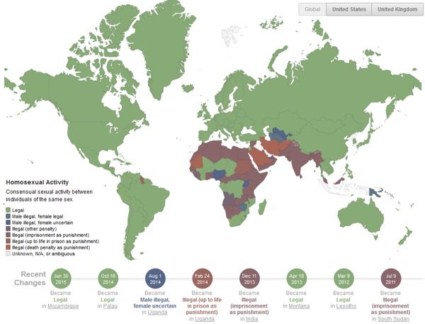 Paesi del mondo in cui essere gay è un reato