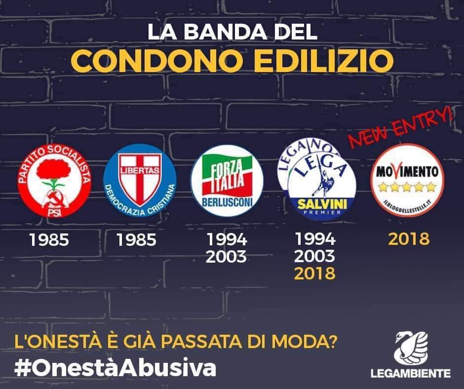 Il m5s è per il condono edilizio. La vera faccia di un movimento nato sulla legalità