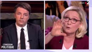Renzi contro Le Pen alla tv francese: «Con M5S e Salvini in Italia c'è crisi»