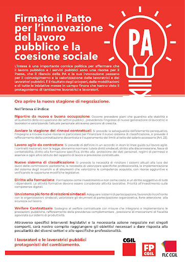 Patto per l’innovazione del lavoro pubblico e la coesione sociale